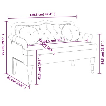 vidaXL Πάγκος με Μαξιλάρια Μαύρο Βελούδο 120,5x65x75cm 1 τεμ.