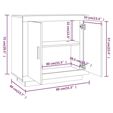 vidaXL Ντουλάπι Καπνιστή Δρυς 80x40x75cm από Επεξεργασμένο Ξύλο 1 τεμ.
