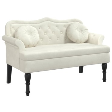 vidaXL Παγκάκι με Μαξιλάρια Κρεμ 120,5x65x75cm Βελούδινο