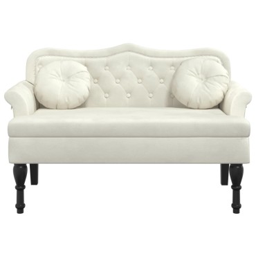 vidaXL Παγκάκι με Μαξιλάρια Κρεμ 120,5x65x75cm Βελούδινο