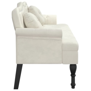 vidaXL Παγκάκι με Μαξιλάρια Κρεμ 120,5x65x75cm Βελούδινο