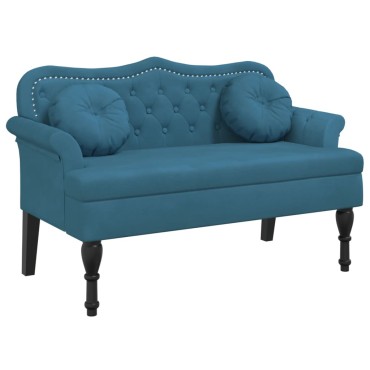 vidaXL Παγκάκι με Μαξιλάρια Μπλε 120,5x65x75cm Βελούδινο