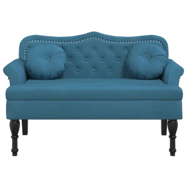 vidaXL Παγκάκι με Μαξιλάρια Μπλε 120,5x65x75cm Βελούδινο