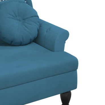 vidaXL Παγκάκι με Μαξιλάρια Μπλε 120,5x65x75cm Βελούδινο
