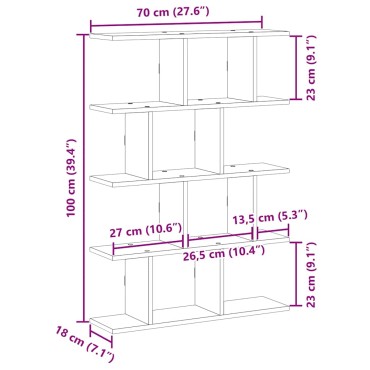 vidaXL Ράφι κύβων τοίχου 12 διαμερισμάτων Artisian Oak 70x18x100 cm 1 τεμ.