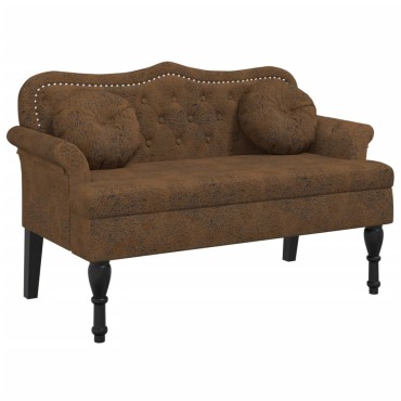 vidaXL Πάγκος με Μαξιλάρια Καφέ 120,5x65x75cm από Συνθετικό Δέρμα Σουέτ 1 τεμ.