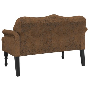 vidaXL Πάγκος με Μαξιλάρια Καφέ 120,5x65x75cm από Συνθετικό Δέρμα Σουέτ 1 τεμ.