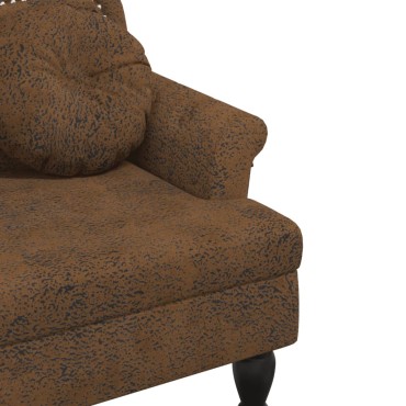 vidaXL Πάγκος με Μαξιλάρια Καφέ 120,5x65x75cm από Συνθετικό Δέρμα Σουέτ 1 τεμ.