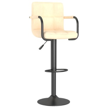 vidaXL Σκαμπό Μπαρ Κρεμ Βελούδινο 48x47x(90-111)cm 1 τεμ.