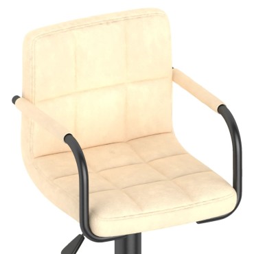 vidaXL Σκαμπό Μπαρ Κρεμ Βελούδινο 48x47x(90-111)cm 1 τεμ.