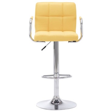vidaXL Καρέκλα Μπαρ Κίτρινη Υφασμάτινη 53x52x(92-112)cm 1 τεμ.