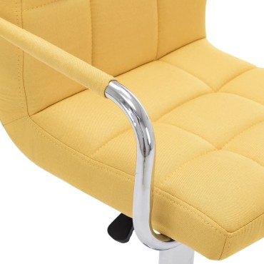 vidaXL Καρέκλα Μπαρ Κίτρινη Υφασμάτινη 53x52x(92-112)cm 1 τεμ.