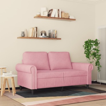 vidaXL Καναπές Διθέσιος Ροζ Βελούδινος 152x77x80cm 1 τεμ.