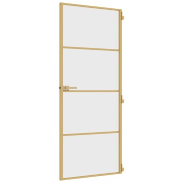 vidaXL Εσωτερική Πόρτα Χρυσή 83 x 201,5 εκ. Ψημένο Γυαλί & Αλουμίνιο