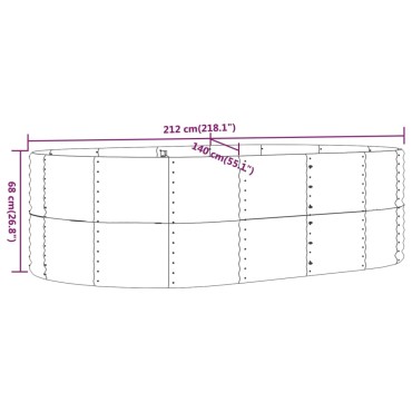 vidaXL Ζαρντινιέρα Καφέ 212x140x68 εκ. Γαλβανισμένος χάλυβας