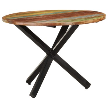 vidaXL Τραπεζαρία Στρογγυλή 100x100x75cm Μασίφ Ανακυκλωμένο Ξύλο 1 τεμ.