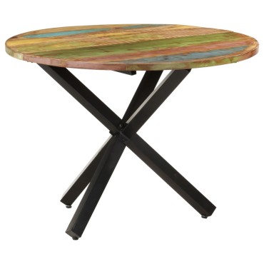 vidaXL Τραπεζαρία Στρογγυλή 100x100x75cm Μασίφ Ανακυκλωμένο Ξύλο 1 τεμ.