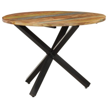 vidaXL Τραπεζαρία Στρογγυλή 100x100x75cm Μασίφ Ανακυκλωμένο Ξύλο 1 τεμ.