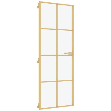 vidaXL Εσωτερική Πόρτα Χρυσή 76 x 201,5 εκ. Ψημένο Γυαλί & Αλουμίνιο