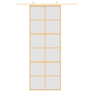 vidaXL Συρόμενη Πόρτα Χρυσή 76x205 εκ. από Αμμοβολή ESG και Αλουμίνιο