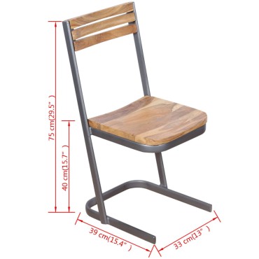 vidaXL Καρέκλες Τραπεζαρίας 2 τεμ. από Μασίφ Ξύλο Teak 33x39x75cm