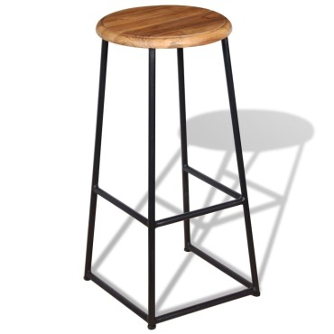 vidaXL Σκαμπό Μπαρ 2 τεμ. από Μασίφ Ξύλο Teak 35x35x76cm