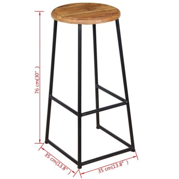 vidaXL Σκαμπό Μπαρ 2 τεμ. από Μασίφ Ξύλο Teak 35x35x76cm