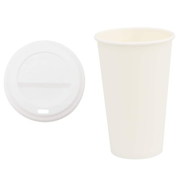 vidaXL Χάρτινα ποτήρια καφέ με καπάκια 1000 τεμάχια 16oz 400ml