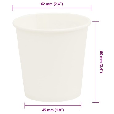 vidaXL Χάρτινα κύπελλα καφέ 1000 τεμάχια 4oz 100ml Λευκό