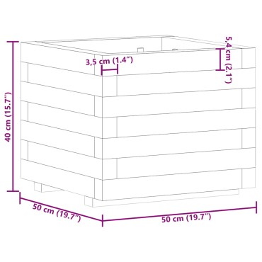 vidaXL Ζαρντινιέρα Υπερυψωμένη Τετράγωνη 50 x 50 x 40 εκ. Ξύλινη