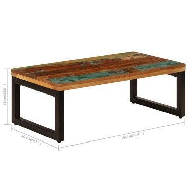 vidaXL Τραπεζάκι Σαλονιού 100x50x35cm Ανακυκλωμένο Ξύλο/Ατσάλι 1 τεμ.