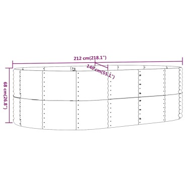 vidaXL Υπερυψωμένο Ζαρντινιέρα Κήπου Ανθρακί 212 x 140 x 68 εκ. από Γαλβανισμένο Ατσάλι