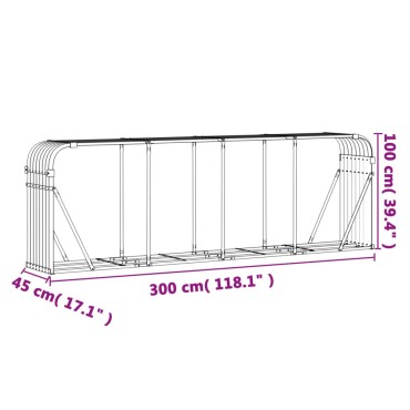 vidaXL Ξυλοθήκη Ξύλινη Όψη 300x45x100 εκ. από Γαλβανισμένο Ατσάλι