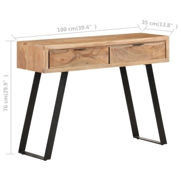 vidaXL Τραπέζι Κονσόλα Live Edge 100x35x76cm από Μασίφ Ξύλο Ακακίας 1 τεμ.