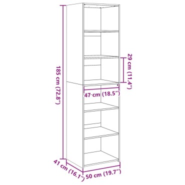 vidaXL Ντουλάπι Λευκό 50x41x185cm Επεξεργασμένο Ξύλο 1 τεμ.