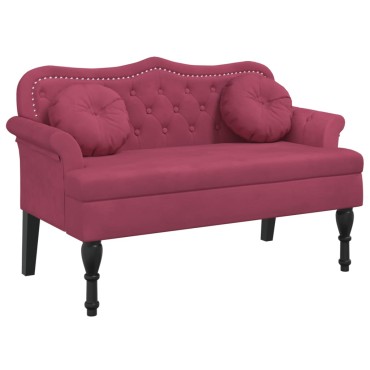 vidaXL Παγκάκι με Μαξιλάρια Μπορντό 120,5x65x75cm Βελούδινο