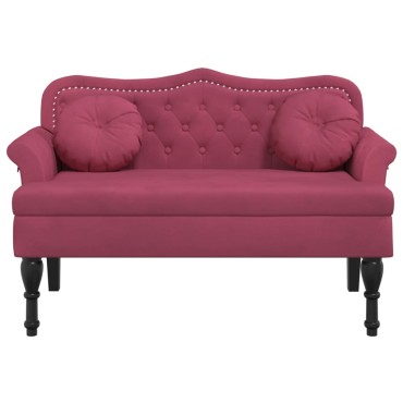vidaXL Παγκάκι με Μαξιλάρια Μπορντό 120,5x65x75cm Βελούδινο