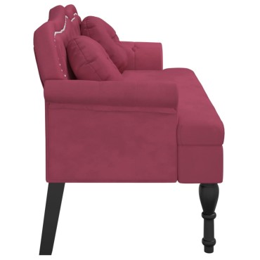 vidaXL Παγκάκι με Μαξιλάρια Μπορντό 120,5x65x75cm Βελούδινο