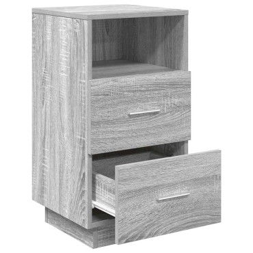 vidaXL Κομοδίνο με 2 συρτάρια Γκρι Sonoma 36x36x68cm 1 τεμ.