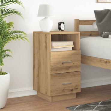 vidaXL Κομοδίνο με 2 συρτάρια Αρτισιανή Δρυς 36x36x68cm 1 τεμ.