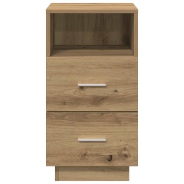 vidaXL Κομοδίνο με 2 συρτάρια Αρτισιανή Δρυς 36x36x68cm 1 τεμ.