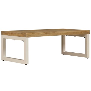 vidaXL Τραπεζάκι Σαλονιού 100x50x35cm από Μασίφ Ξύλο Μάνγκο / Ατσάλι 1 τεμ.