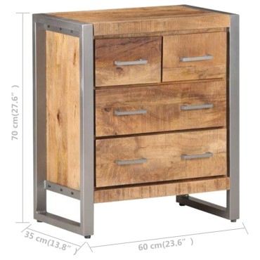 vidaXL Συρταριέρα 60x35x70cm από Ακατέργαστο Ξύλο Μάνγκο 1 τεμ.