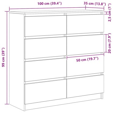 vidaXL Ντουλάπι Δρυς τεχνίτης 100x35x99cm από Επεξεργασμένο Ξύλο 1 τεμ.