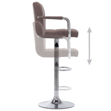 vidaXL Καρέκλες Μπαρ 2 τεμ. Χρώμα Taupe Υφασμάτινες 53x52x(92-112)cm