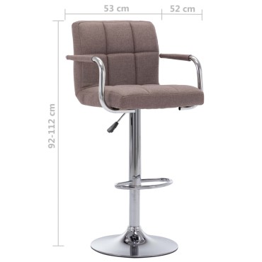 vidaXL Καρέκλες Μπαρ 2 τεμ. Χρώμα Taupe Υφασμάτινες 53x52x(92-112)cm