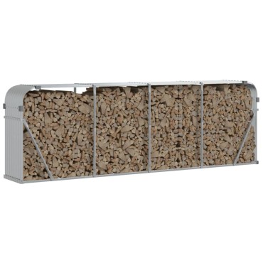 vidaXL Ξυλοθήκη Ασημί 300x45x100 εκ. από Γαλβανισμένο Ατσάλι