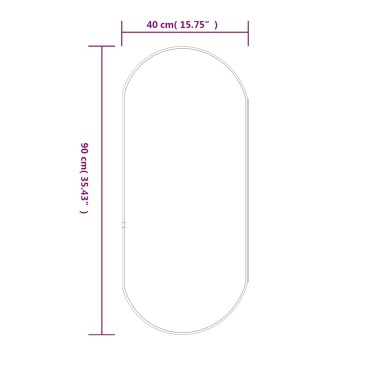 vidaXL Καθρέφτης Τοίχου Οβάλ Μαύρος 90 x 40 εκ.