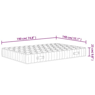 vidaXL Στρώμα με Pocket Springs Μεσαία Σκληρότητα 140x190cm 1 τεμ. - Διπλό