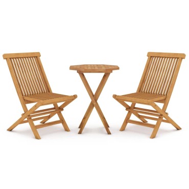 vidaXL Σετ Τραπεζαρίας Κήπου 3 τεμ. από Μασίφ Ξύλο Teak 60x60x75cm